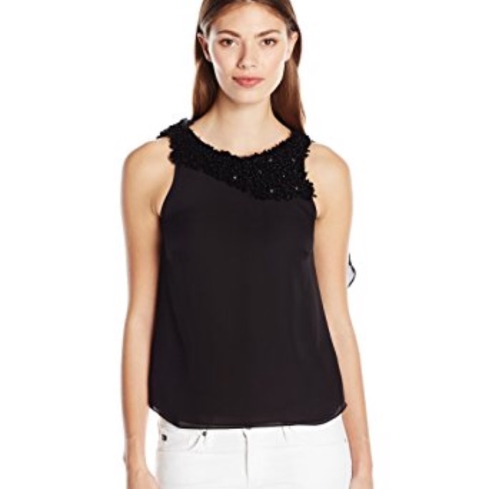 COPY - Halston Heritage Black embellished top